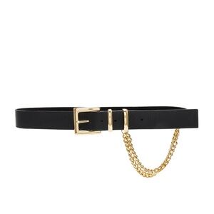 B-Low the Belt Black and Gold Leather Chain Belt